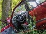 rode auto tegen boom, inzittende met letselschade