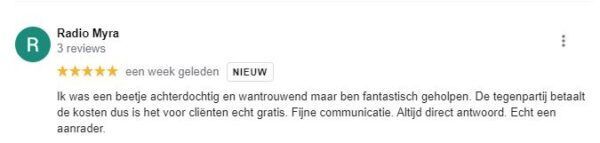 Recensie op Google van een tevreden cliënt.